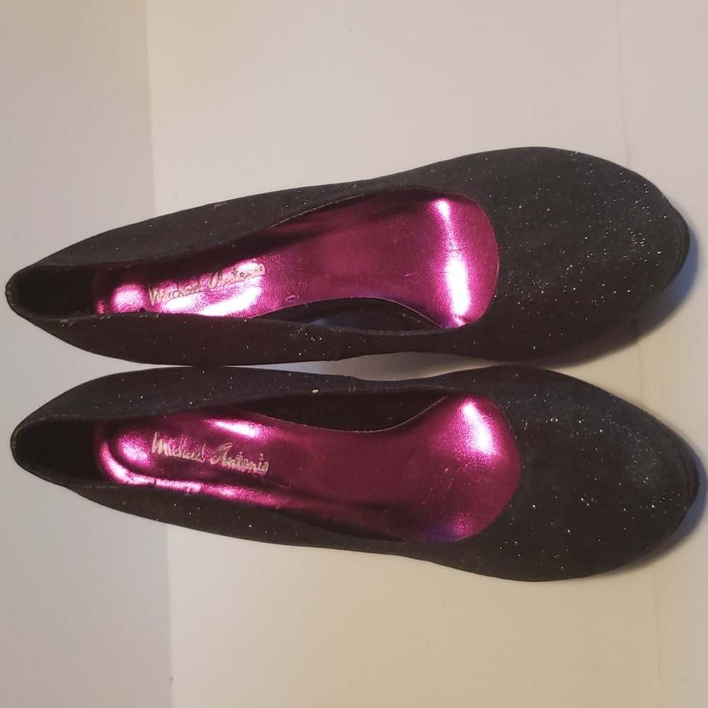 Super sparkly black platform wedge